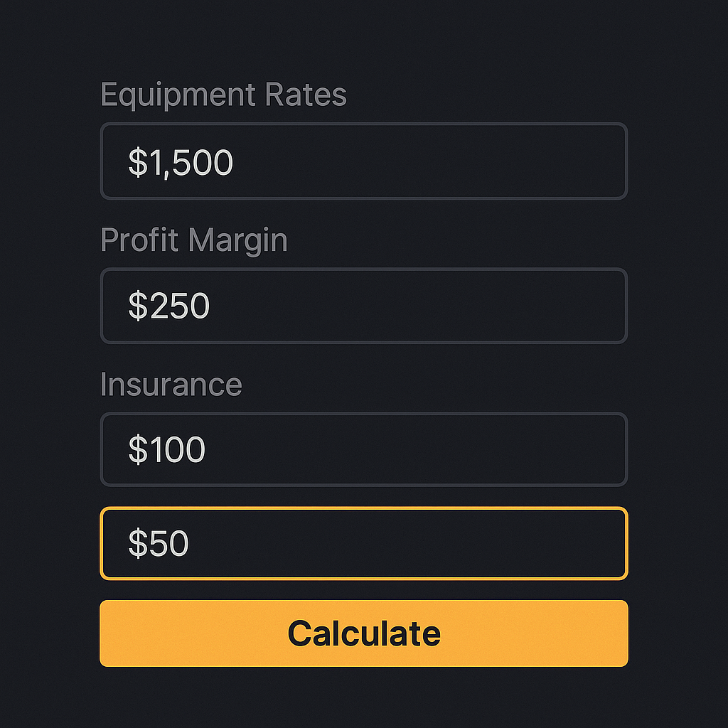 Add equipment rates and margins